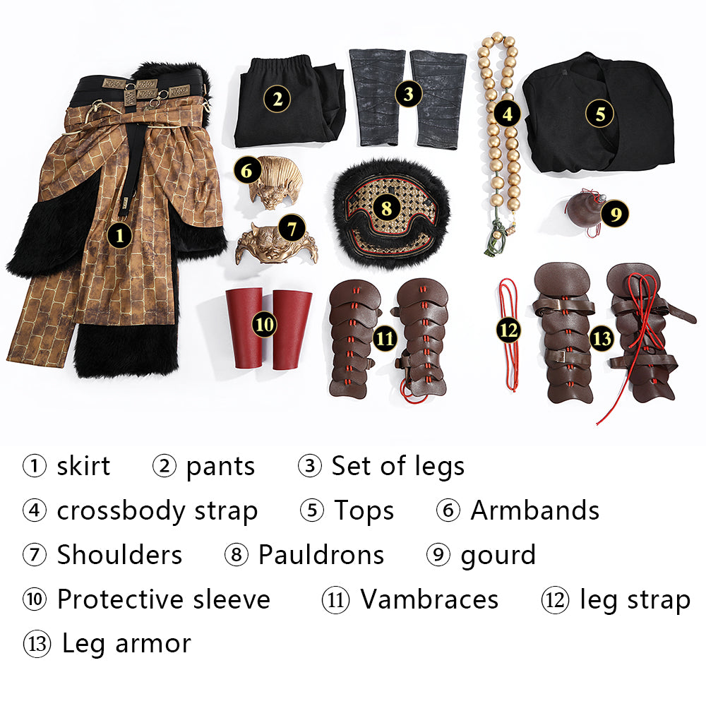 Black Myth: Wukong Ebongold Silk Robe Top Level Cosplay Costumes