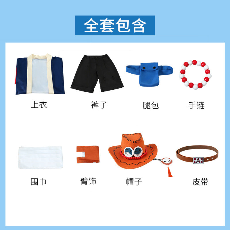 Anime Navigation Portgas D Ace Fullset with Hat Cosplay Costumes