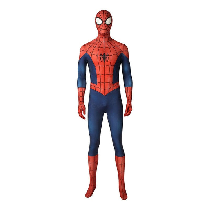 ultimate spider man season1 peter parker spiderman elastic force jumpsuit cosplay costume with free headgear